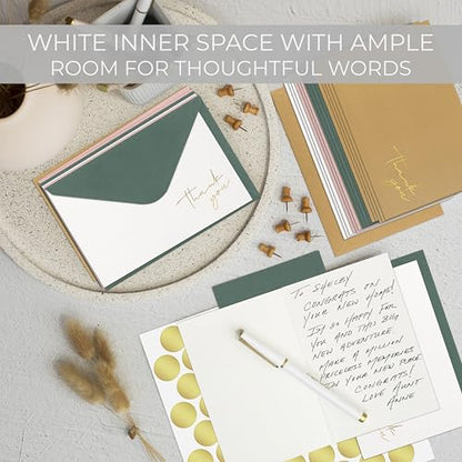 ZICOTO Beautiful Thank You Cards Set of 30 With Envelopes and Stickers - color: Bold