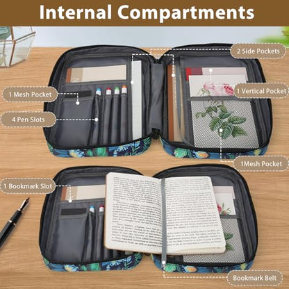Bible Cover with Durable Handle, Carrying Book Case Church Bag Bible, Protective with Zippered Pocket, Bible Study Accessories Supplies, Book Protector for Book Lovers, DarkBlue - color: Dark Blue