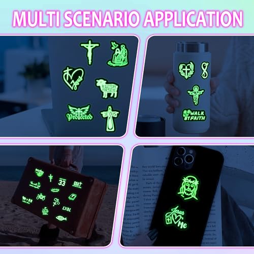 50 Pcs Glow in The Dark Neon Christ Bible Water Bottle Stickers - color: Luminescent-480kscp