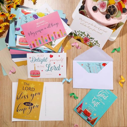Zhanmai 24 Pcs Religious Birthday Cards Bulk with Scripture Bible Verse Assorted Christian Blessings Birthday Greeting Cards 4 x 6 Inch Inspirational Cards with Envelopes(Classic Style) - style: Traditional