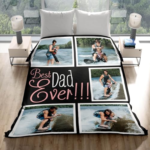 inkArts Gifts for Dad Custom Blankets with Photos Personalized Photo Blankets with Picture for Dad, Customized Throws Blanket for Fathers Day Plush Best Daddy Ever Family Husband Men Birthday - color: 5 Photo-1