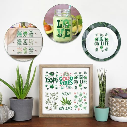 Rngmsi UV DTF Cup Wrap - 20 Sheets Weed UV DTF Cup Wraps for 16 oz Mushroom Uvdtf Cup Wraps Personalized UV DTF Decals Waterproof UV DTF Wraps for Glass Cups Wood Crafts - style: Weed