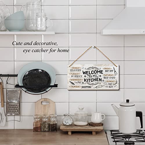 Heuhuww Welcome to My Kitchen Wood Sign 6x12 Inch Funny Kitchen Quote Wall Art for Home Bar,Gifts for Women Mom - color: Apricot 2