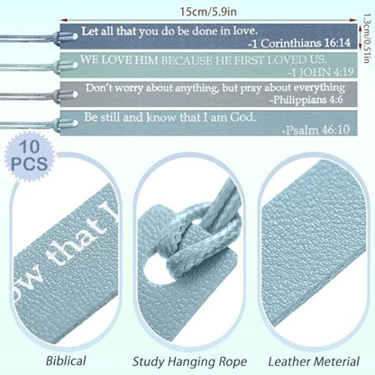Skyygemm 10 Pcs Christian Bookmarks Christmas Gift for Women, Blue Gray - color: Blue Gray