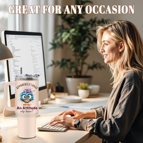DUUV Funny Owls Tumbler 40oz, Insulated Bird Lovers Gift for Women Girl - color: Birdie Attitude