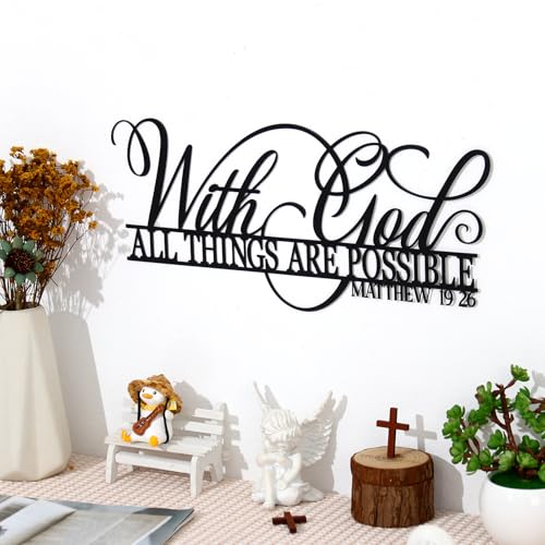 KOYILTD With God All Things Are Possible Signs Wall Decor Bible Wall Art