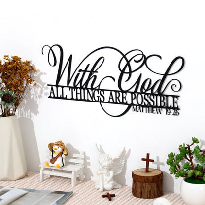KOYILTD With God All Things Are Possible Signs Wall Decor Bible Wall Art