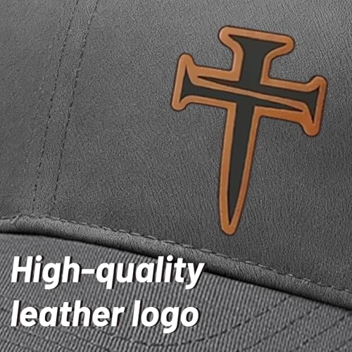 3D Embroidered Christian Hat for Men & Women, Jesus Faith Cross Hat, Religious Gifts for Christians Clothes - color: Leather - Grey