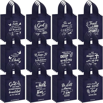 Sweetude 48 Pcs Christian Gift Bags Bulk, Bible Verse Gift Bags for Women - color: Dark Blue, style: Bible