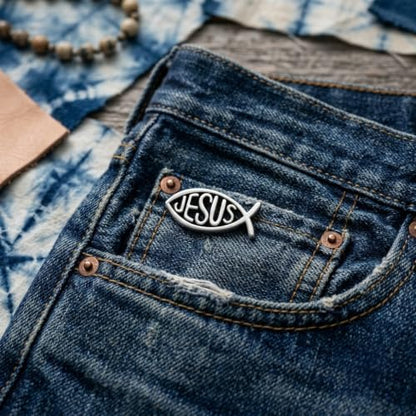 Funny Jesus Fish Pin, Christian Pins Brooch for Backpacks, Jackets, Hats