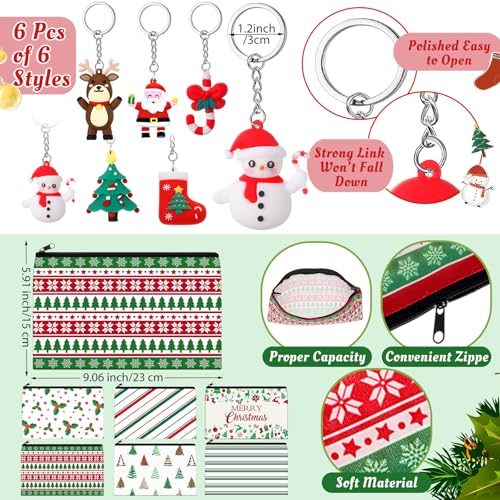 Funnymoom 24 Pcs Christmas Gifts Set Include 24 oz Merry Christmas Plastic Tumbler Cup with Lids and Straw Makeup Cosmetic Bag Crew Santa Sock Keychain for Xmas Party Favor Winter Friendmas Gifts - style: Pine and Berry