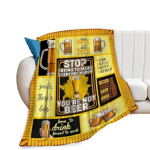 jamie world Beer Lover Blanket Funny Drink Throw Fleece Gifts 80"X60" - color: Beer Yellow, size: 80"x60"