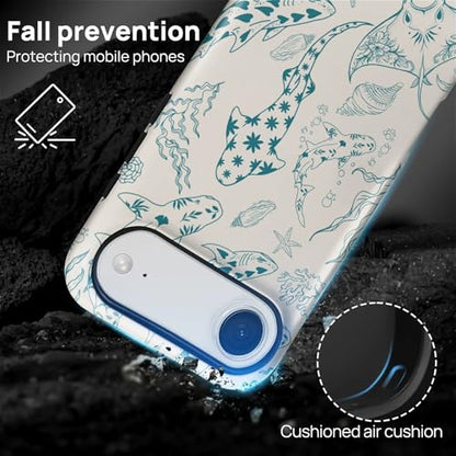 Case for iPhone 17 Air,Drop Protection Hybrid 2-Layer Hard Phone Cover-Ocean Animal Whale Shark-Blue - color: Ocean Animal Whale Shark-Blue, size: iPhone 17 Air