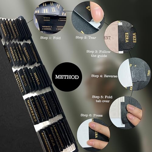 Bible Tabs for Women & Men Black – 80 Gold Foil (66+14 Blank) - color: Black
