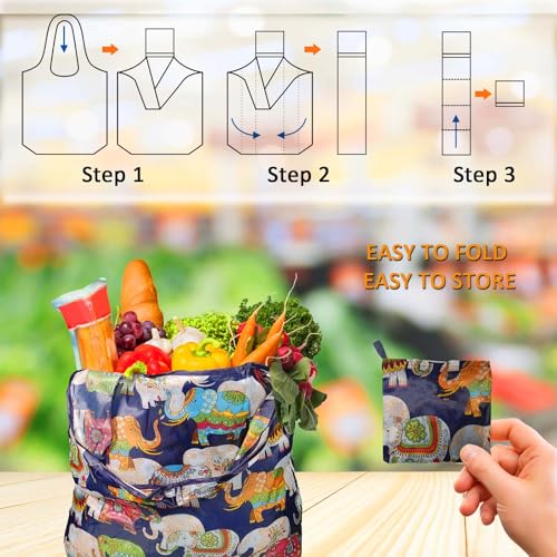 Reusable Grocery bags, Ideal For Shopping, Travel, And Daily Use - color: Cartoon Fish 4 Pack