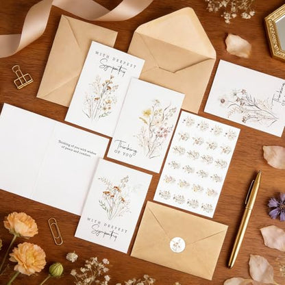 24 Pcs Bulk Sympathy Cards with Envelopes, Condolence Cards with 6 Designs