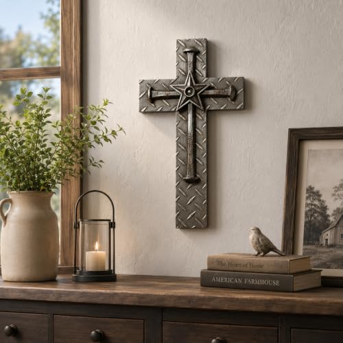 Comfy Hour 12 Inch Wall Cross for Home Decor, Nail Star Plaque