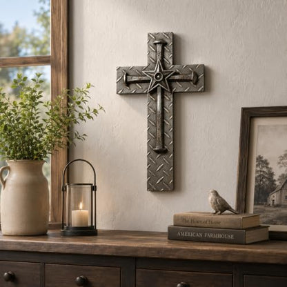 Comfy Hour 12 Inch Wall Cross for Home Decor, Nail Star Plaque