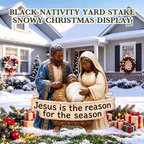 Cinnvoice Christmas Metal Yard Sign,African American Nativity Scenes - style: African American Nativity Scenes