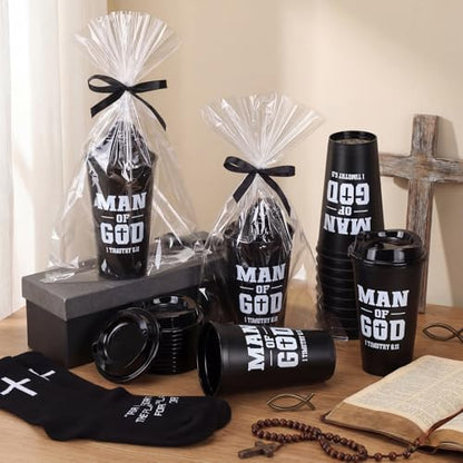 12 Sets Christian Gifts for Men Man of God Cups Socks,Black - color: Black