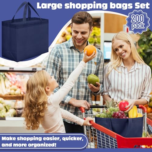 Windyun Reusable Grocery Bags Non Woven with Handles - color: Navy Blue