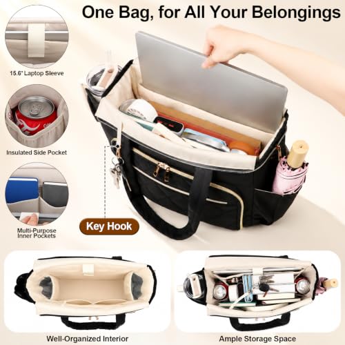 Large Bible Tote Bag for Women, Elegant Black