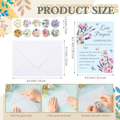 Motiskyy 72 Pack Religious Get Well Cards Bulk with Envelopes Stickers Christian Get Well Greeting Cards with Scripture Encouragement Blessing 4.5 x 6.2 Inch (Watercolor Flower) - style: Watercolor Flower