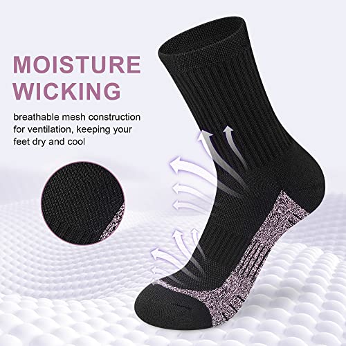 cuangya Women Crew Socks Athletic Cushioned Running Hiking 3-5 Pairs - color: 5 Pairs Classic Retro, size: 5-8