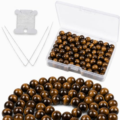 Cherry Tree Collection 100PCS 6mm Tiger Eye Round Bead Craft Kit - color: tiger eye, size: 6mm