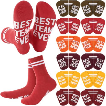 Glitopper 12 Pairs Best Team Ever Gift Socks Bulk - color: Autumn, style: Team