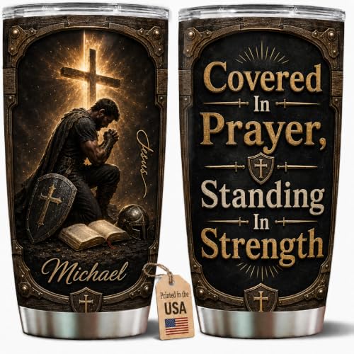 Personalized Christian Gifts For Men - A Child Of God Man Of Faith Bible Tumbler V17 - Warrior Christ Religious Faith For Dad, Husband, Grandpa on Fathers Day, Christmas, Birthday - color: CH-VAR-17
