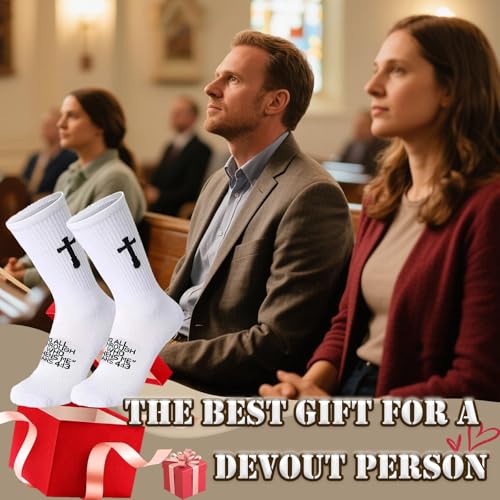 Unisex Cross Socks,Gifts for Christian On Easter and Christmas - color: Philippians4:13 - White