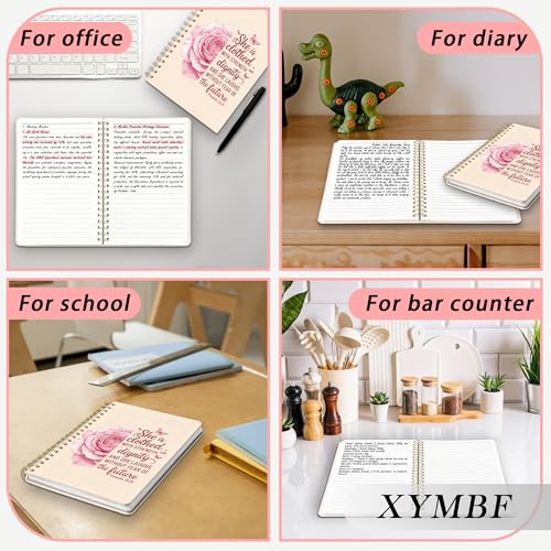 Pink Rose Floral Christian Notebook Journal, Christian Gifts for Women Notebooks, She Is Clothed in Strength and Dignity Prayer Journal, Hardcover Spiral Notebook 5.5x8.3 In - color: Color-5