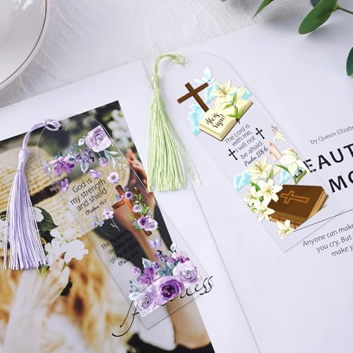 Dazoratix Clear Acrylic Bookmarks Blanks - 60 Pcs Bible Verse Bookmark Making kit Christian Inspirational Scripture Accessories Floral Aesthetic Page Markers UV DTF Stickers for Women Men Kids Gift - style: Bible Verse