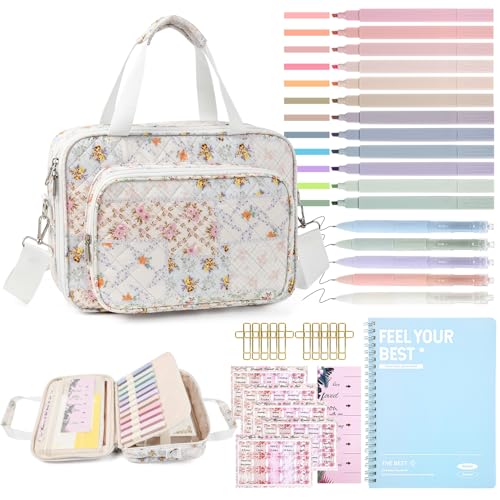 Bible Cover Case for Women Large Bible Bag Tote Study Supplies Journaling Kit Book Carrying Case with Highlighters Christian Gifts for Women Mom Friends - color: Z-large Patchwork Flowers, size: Upgraded Set