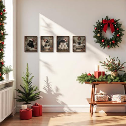 DOFQZ Funny Black Cat Christmas Bathroom Wall Art Prints 8x10 Set of 4 - color: 29Child, size: 8*10