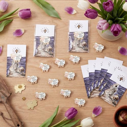 Hollowfly Christian Jesus Lamb Lapel Pins Bulk with Cards - style: Lamb
