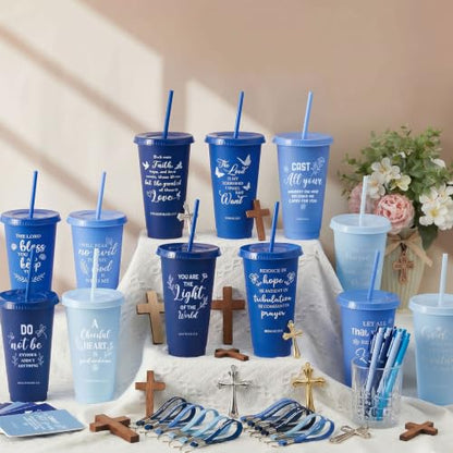 Hollowfly 24 Set/96 Pcs Christian Church Religious Gifts(Gradient Blue) - color: Gradient Blue