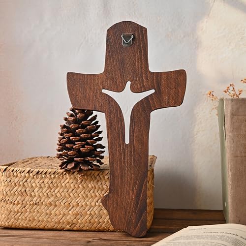 BGCOPPER Wooden Cross for Wall Decor Jesus Crucifix Wall Cross - 20 Inch - size: 20"L