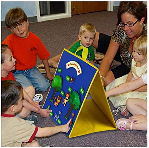 Topwon Felt Board, Folding Flannel Playboard Preschool Toddler Stories Boards, Animal Story Learning Double-Side Stand Flannel Board (Including Animal Felt) - style: Animal Felt board for classroom