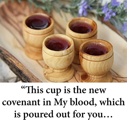 10 Mini Communion Cups Set in a Gift Bag (Approx 1.5 Inch). Hand Carved Kiddush Cup from Olive wood - for Church, Ministry & Worship events with Certificate of Origin. - color: 10 Cup Set [Mini]