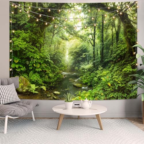Lunerfex Forest Tapestry Natural Wall Green Tapestry for Bedroom Ceiling Tapestries Wall Hanging for Bedroom Living Room Decor Forest-1 60"x80" - color: Green, size: 80"L x 60"W