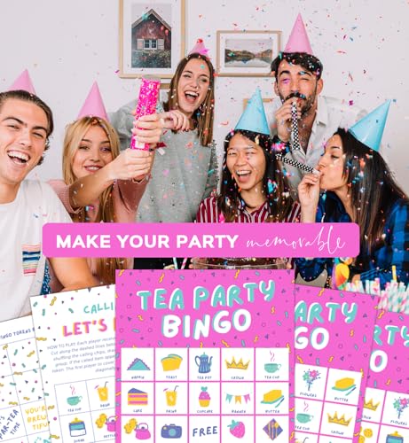 Markt Birthday Party Games for Kids, Girls Birthday Games, Kids Bingo Game, Pink Game, Tea Party Favors (20 Pink Bingo Cards) - color: Tea Party Bingo – Pink
