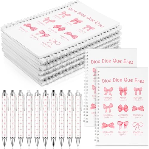 Resurhang 10 set Christ Bow Spanish Spiral Notebook Pen Set Bulk for Women - style: Spanish