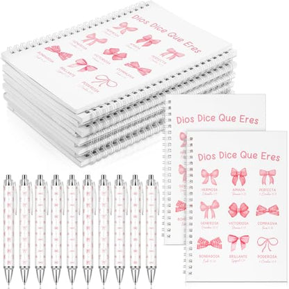 Resurhang 10 set Christ Bow Spanish Spiral Notebook Pen Set Bulk for Women - style: Spanish
