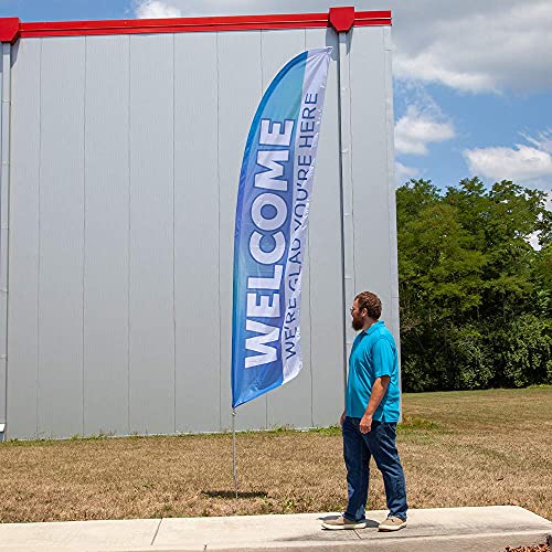 Vispronet Premium Welcome to Church Feather Flag Kit – 13ft Worship Flags with Sectional Aviation- Grade Fiberglass Poles, Ground Spike, Pole Sleeve Bag for Religious Gatherings – Printed in the USA… - size: 13ft - Premium/Ground Spike