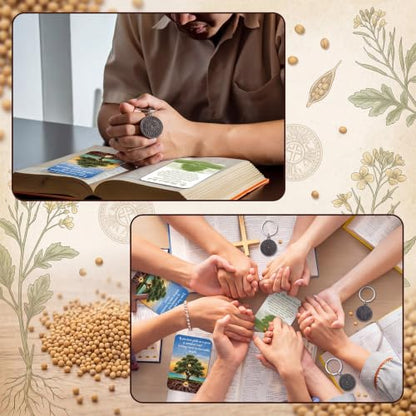 Yinkin 24 Sets Mustard Seed Gifts Mustard Seed Keychains with Prayer Card Bulk Catholic Christian Faith Themed Keychains Christian Religious Inspirational Gifts for Men Women Church Gifts - style: Mustard Seed