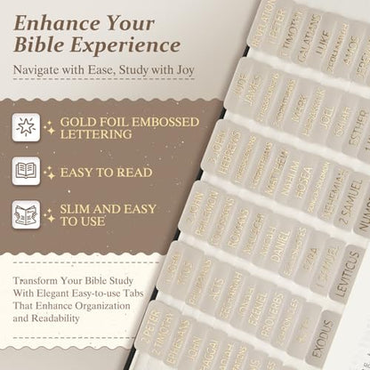 Laminated Bible Tabs for Women and Men, Gold Foil Embossed Lettering - style: Gray