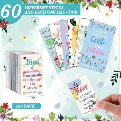 240 Pcs Bible Verse Cards in Spanish Prayer Greeting Card Cartoon - style: Cartoon