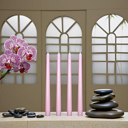 24 Pack Pink Taper Candles丨Taper Candles 10 Inch Dripless丨Unscented & Smokeless Candlesticks Bulk丨7-8 Hours Long Burning Tall Candles丨Ideal for Christmas Weddings Parties Dinner - color: Pink, size: 24 Pack Taper Candle